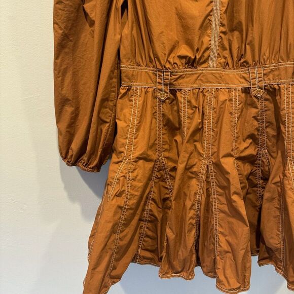 Ulla Johnson Mini Dress Corliss Cotton Poplin Sumac Orange Womens sz 10 - Picture 5 of 10